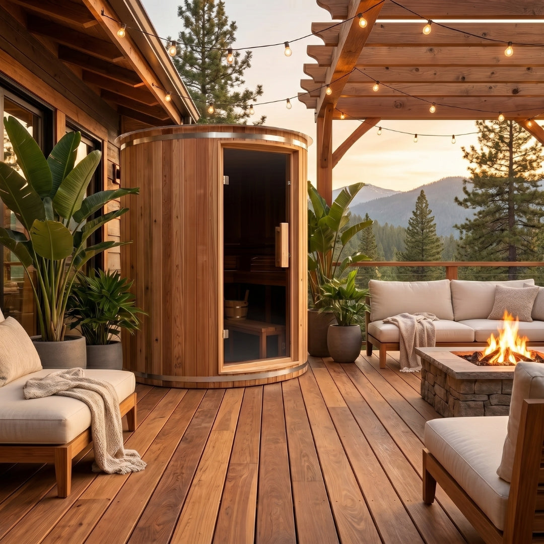 4-Person Vertical Barrel Sauna