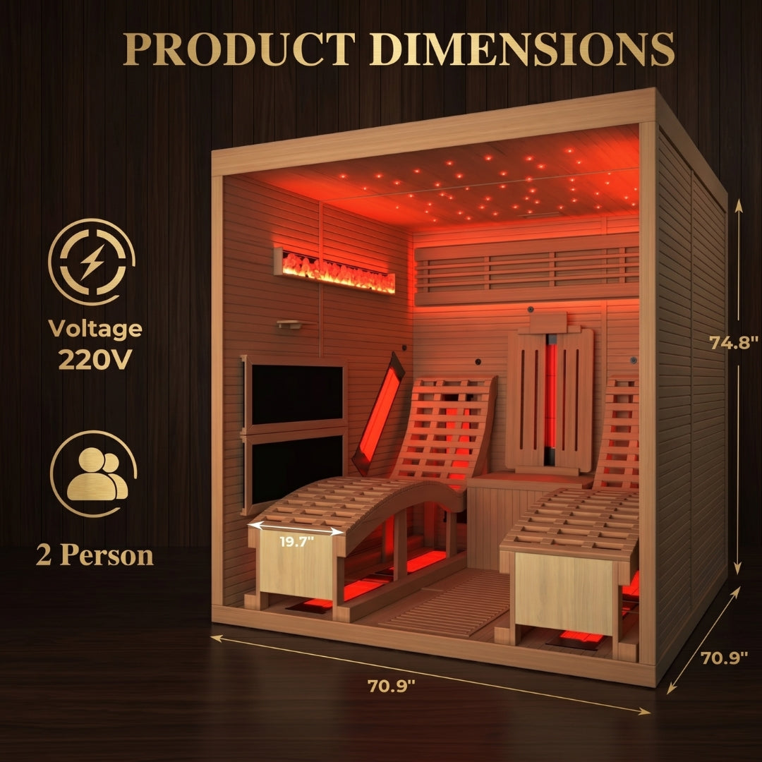 2-Person Recliner Sauna with Himalayan Salt Wall