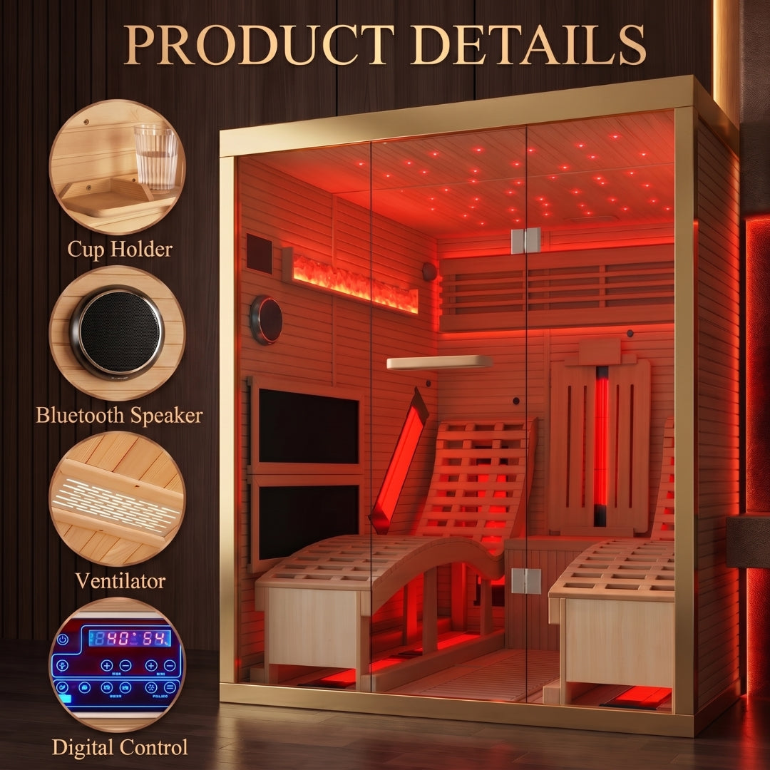 2-Person Recliner Sauna with Himalayan Salt Wall