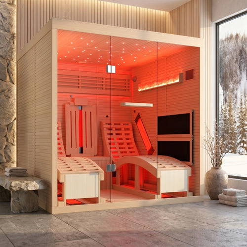 2-Person Recliner Sauna with Himalayan Salt Wall