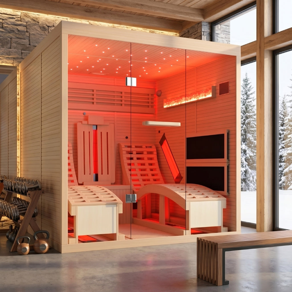 2-Person Recliner Sauna with Himalayan Salt Wall