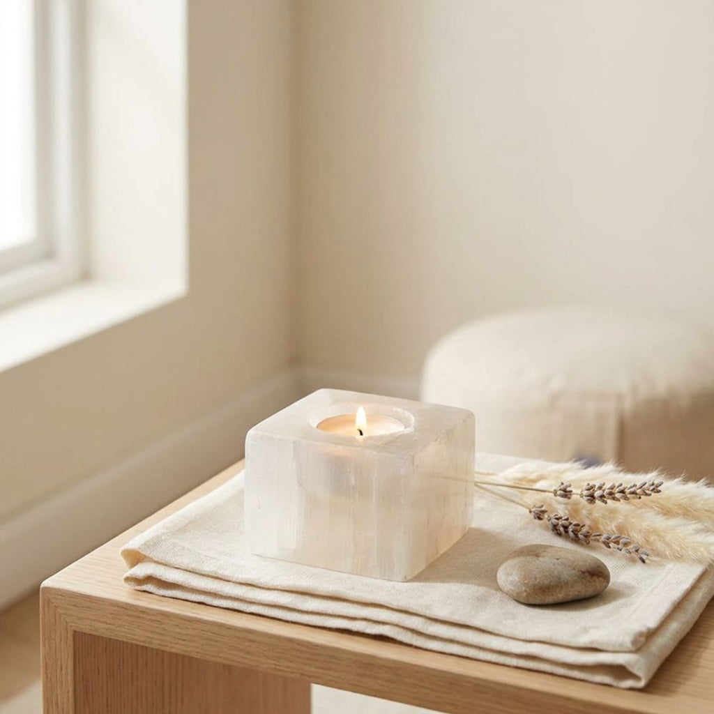 Selenite Stone Candle Holders