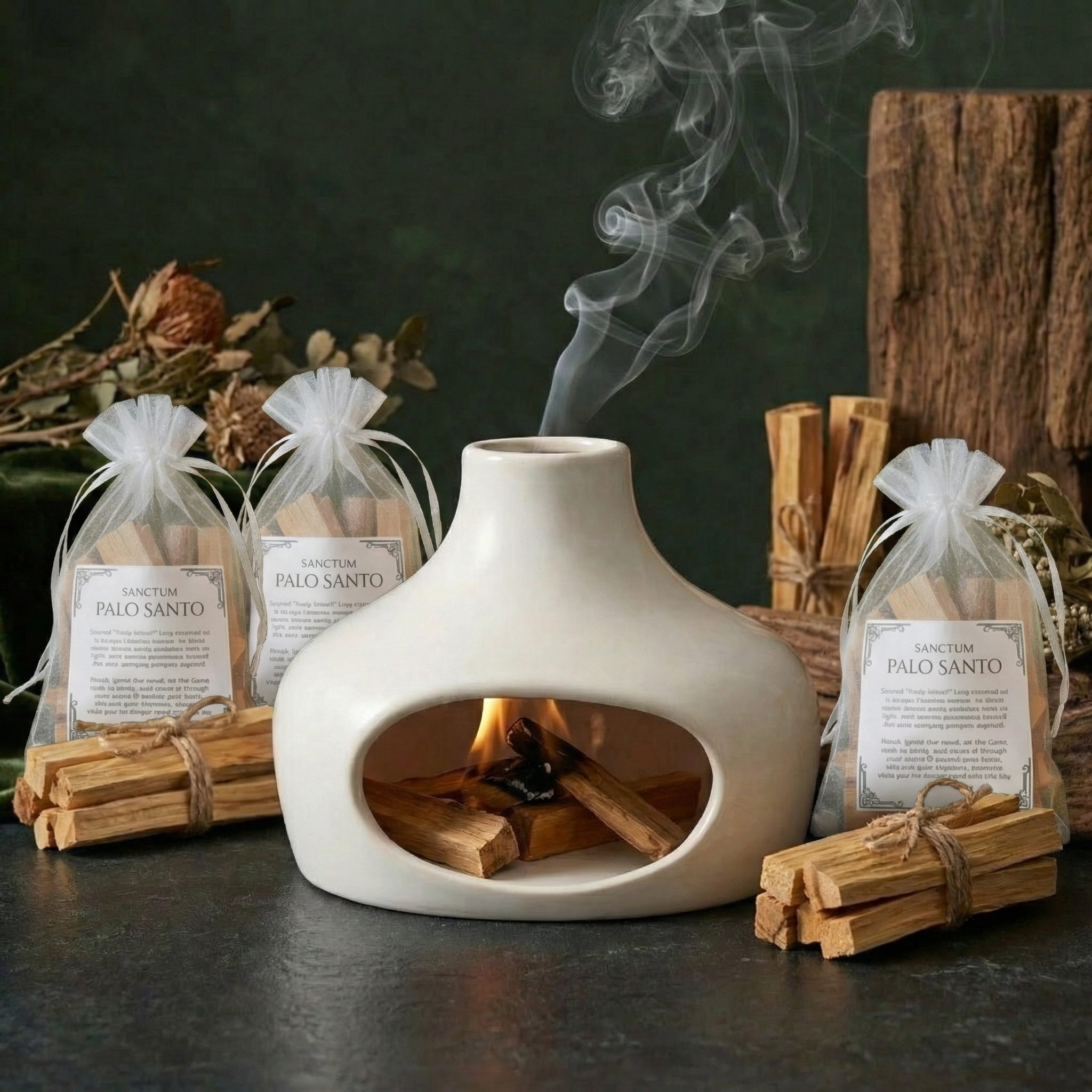palo santo burner with palo santo wood