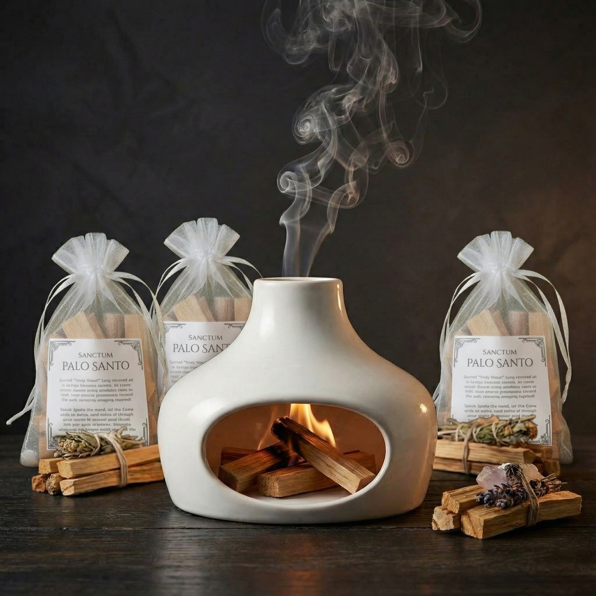 palo santo burner with palo santo wood sticks