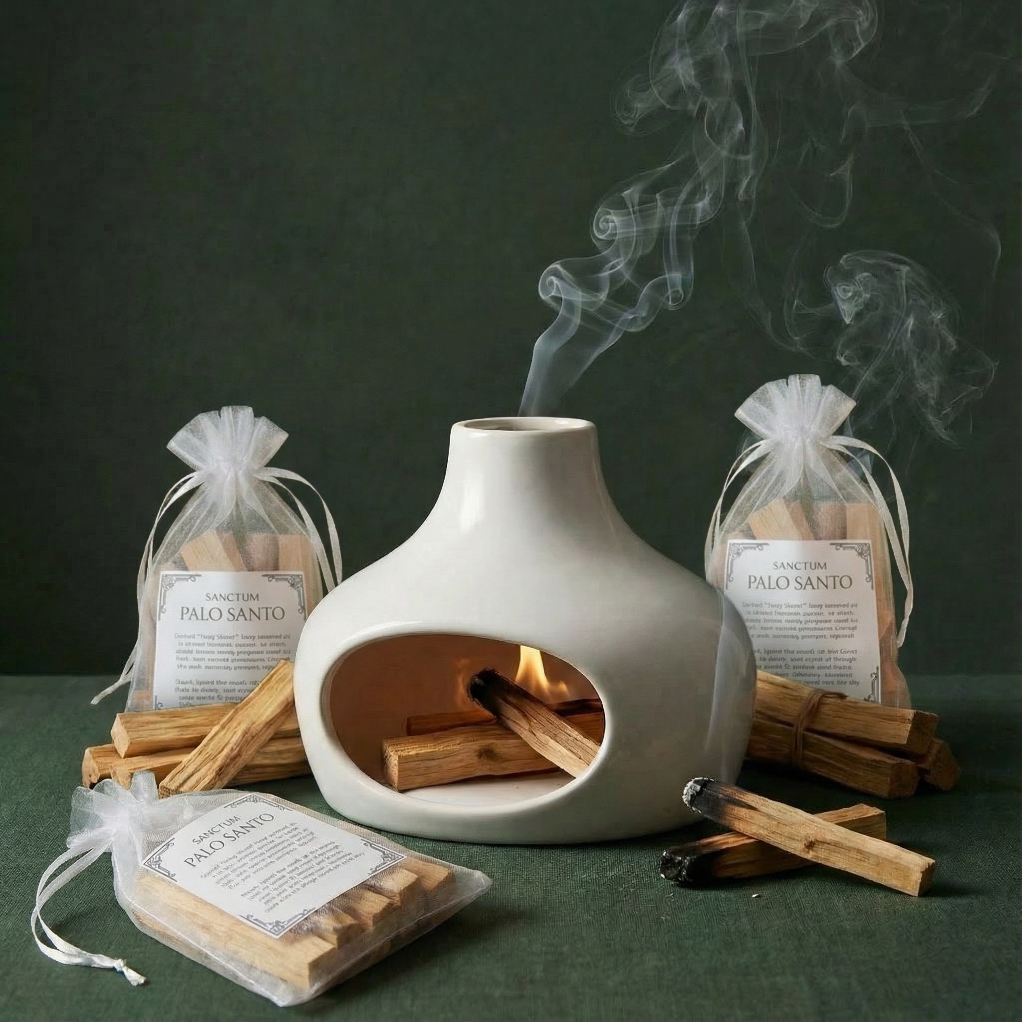 palo santo burner with palo santo wood sticks