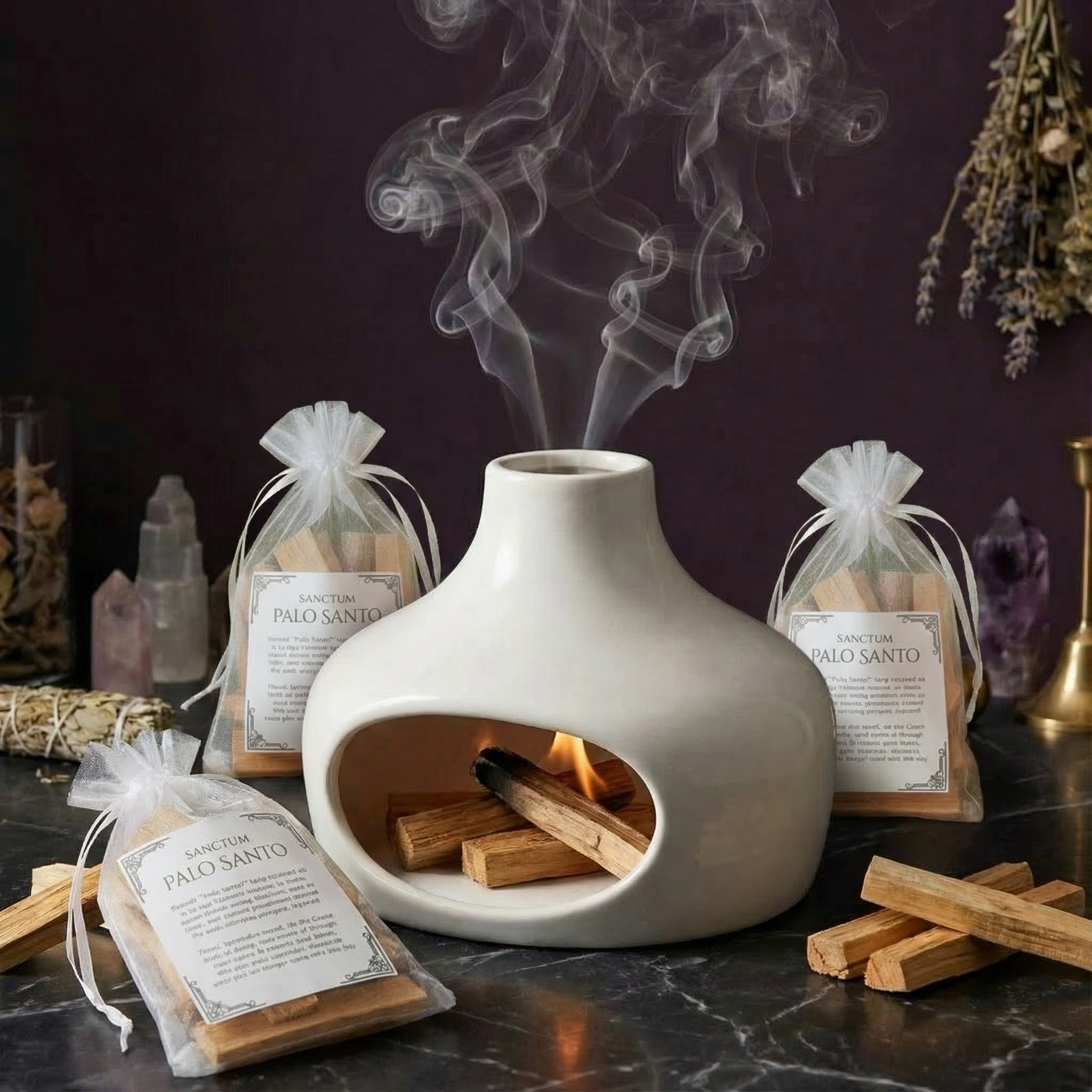 palo santo burner with palo santo wood sticks