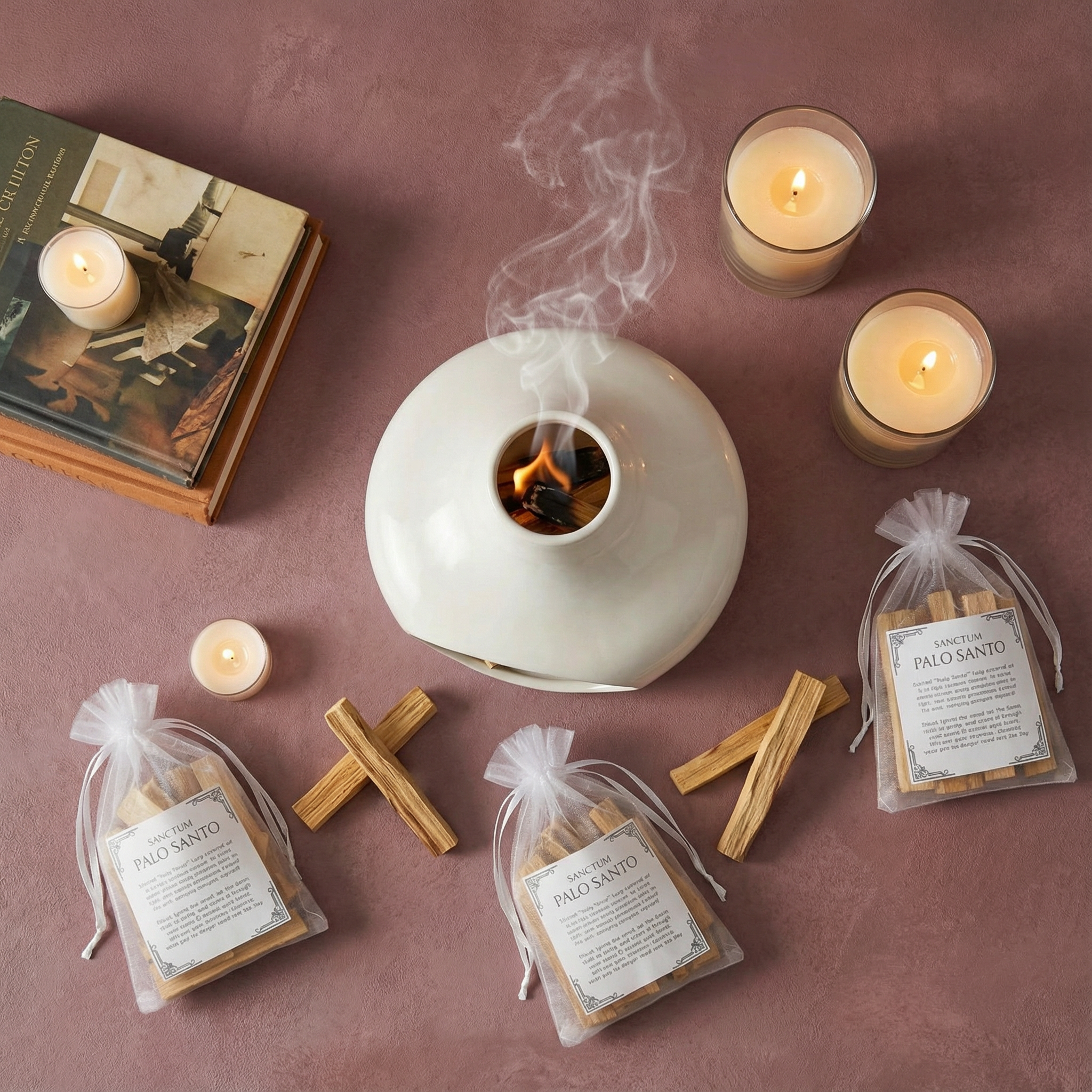 palo santo burner with palo santo wood sticks